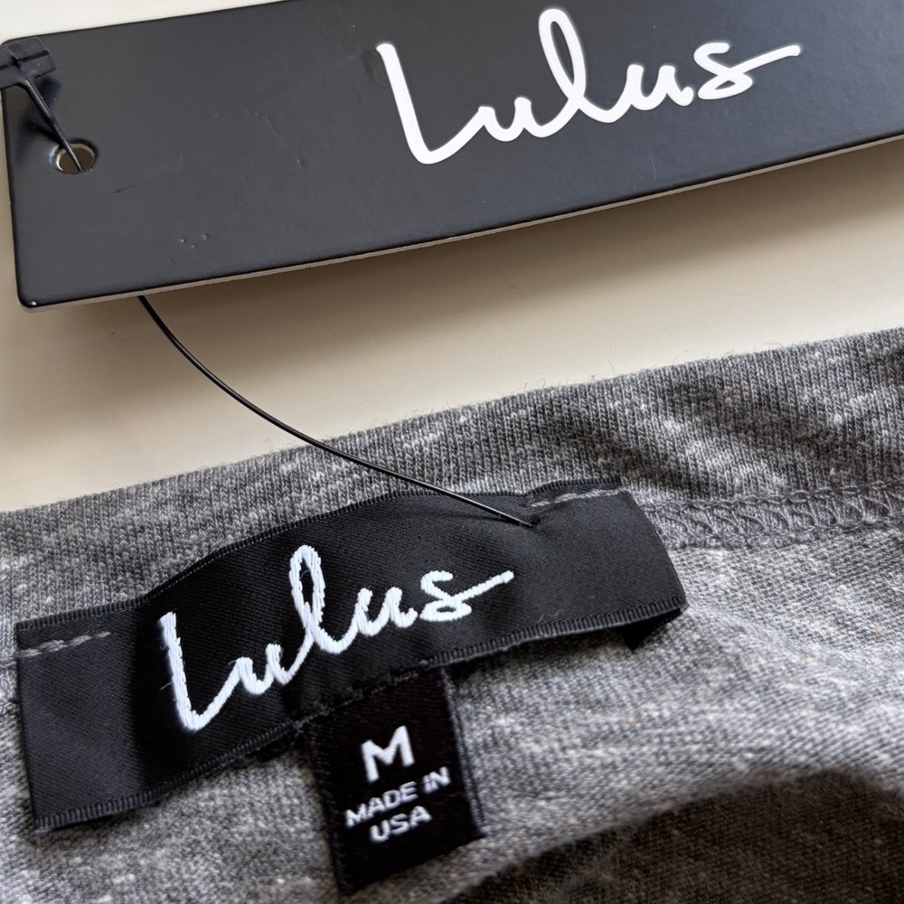 Lulus Charcoal Gray Long Sleeve Tee Shirt Soft Knit Casual Basic Top Size M NWT - Picture 6 of 9